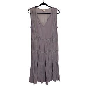 Sundance Size Large Gray Chiffon Crochet Dress Sleeveless Boho Western Fairy